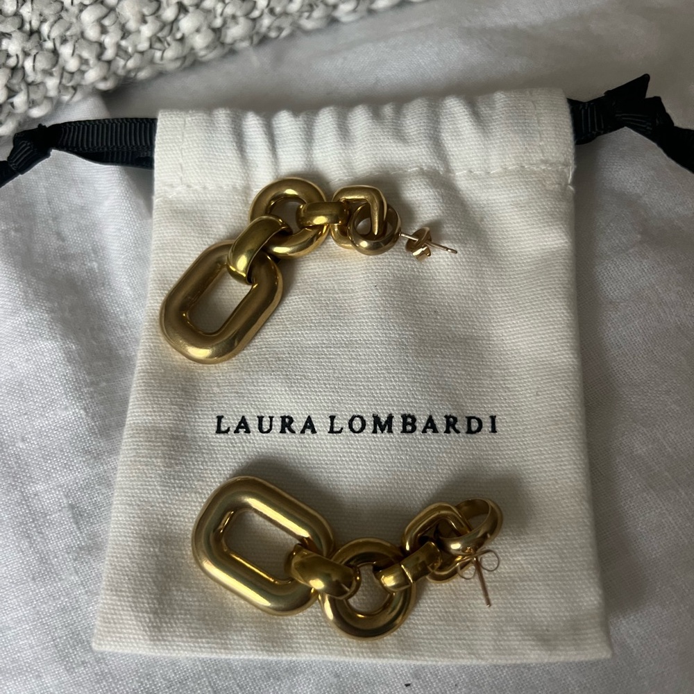 Laura Lombardi Bianca Earrings Gold Plated Brass (NWT) - Picture 5 of 5